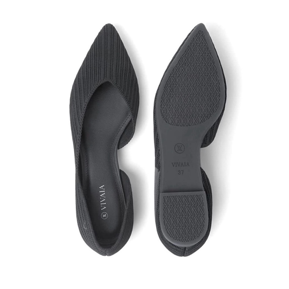 Vivaia Women's Black Melia Half d’Orsay Flats Size 41.5